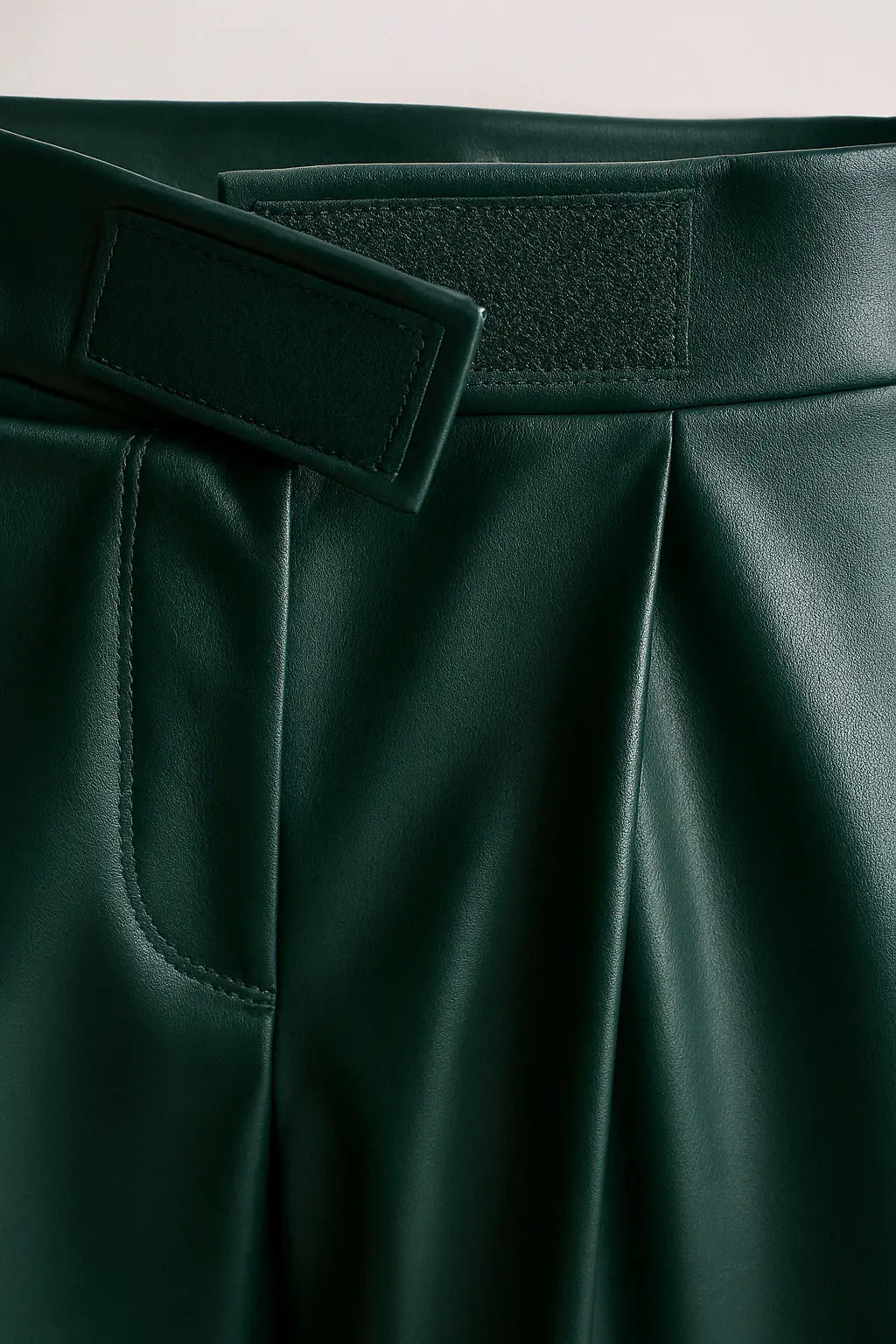 PANTALON PALAZZO SIMILICUIR VERT