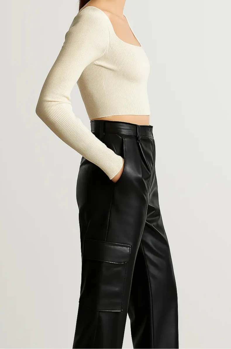 PANTALON CARGO EN SIMILICUIR