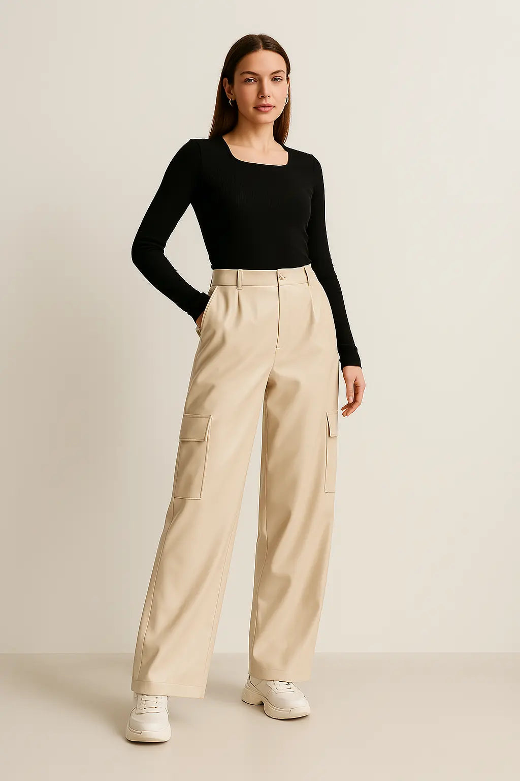 PANTALON CARGO EN SIMILICUIR