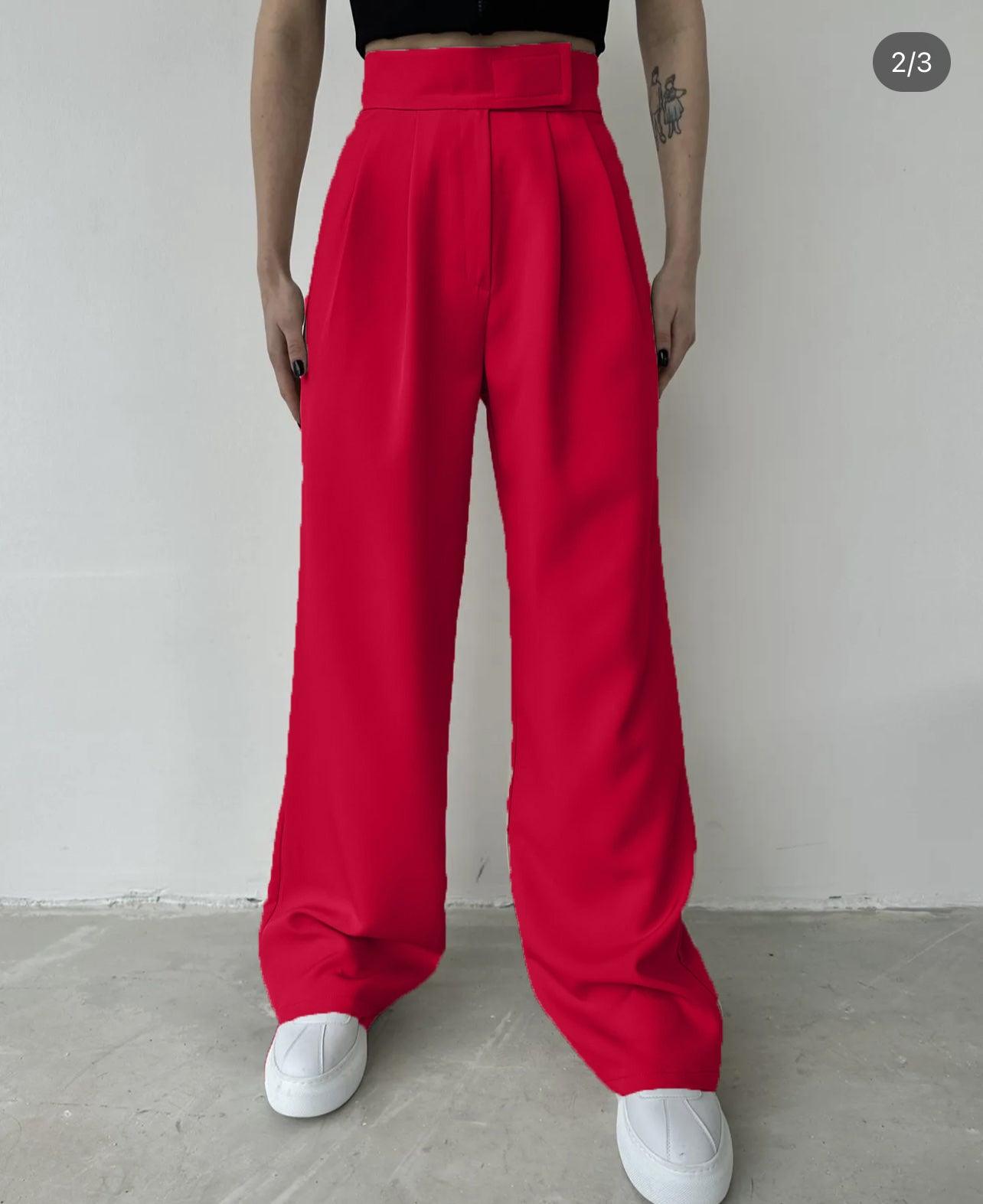 PANTALON PALAZZO A FERMETURE SCRATCH BORDEAU - GLINT