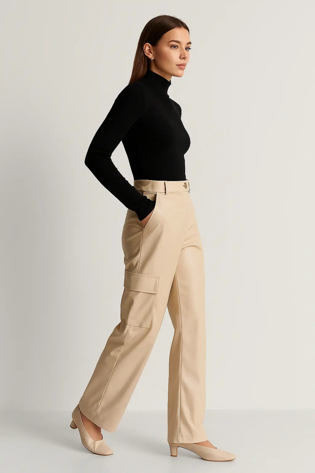 PANTALON CARGO EN SIMILICUIR