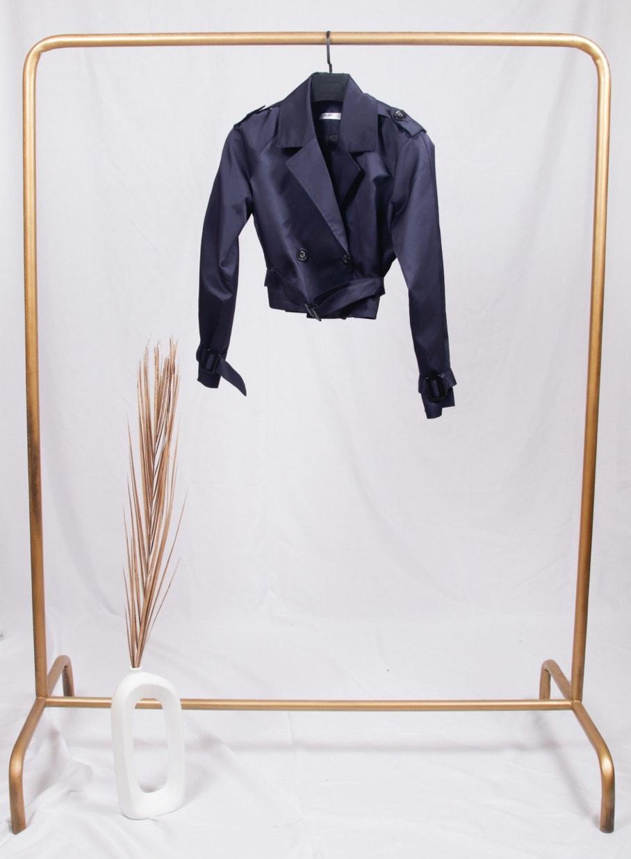 CROPPED TRENCH-COAT BLEU - GLINT