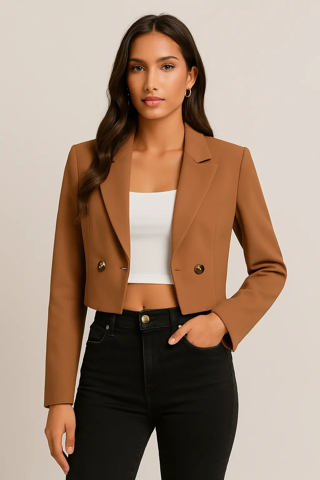 CROPPED BLAZER CAMEL