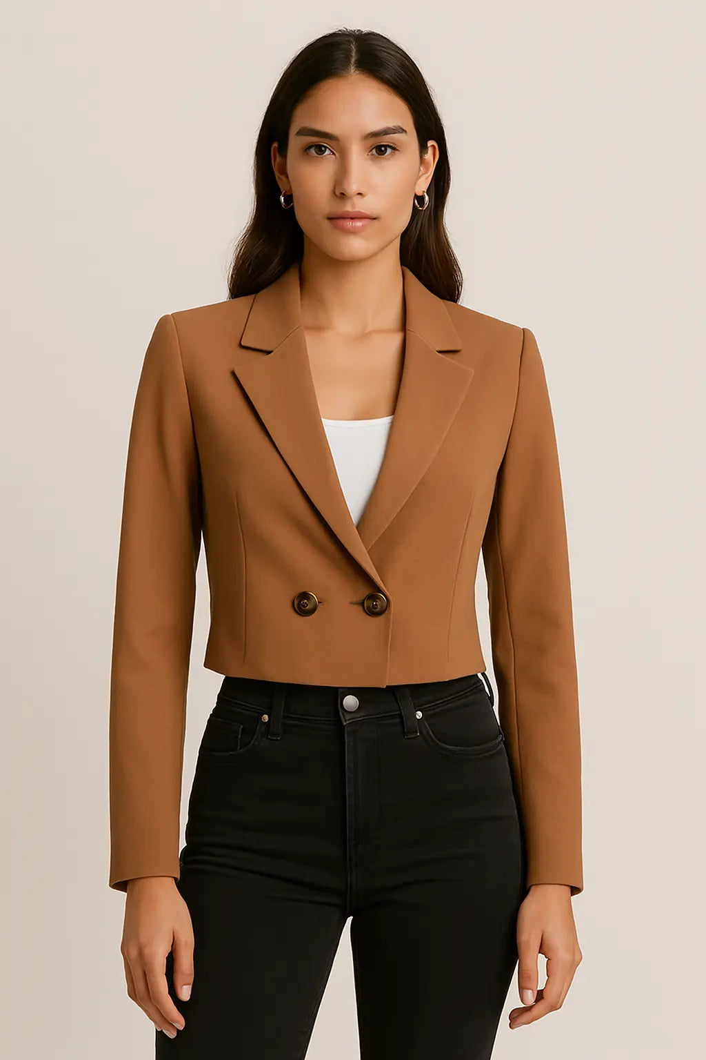 CROPPED BLAZER CAMEL