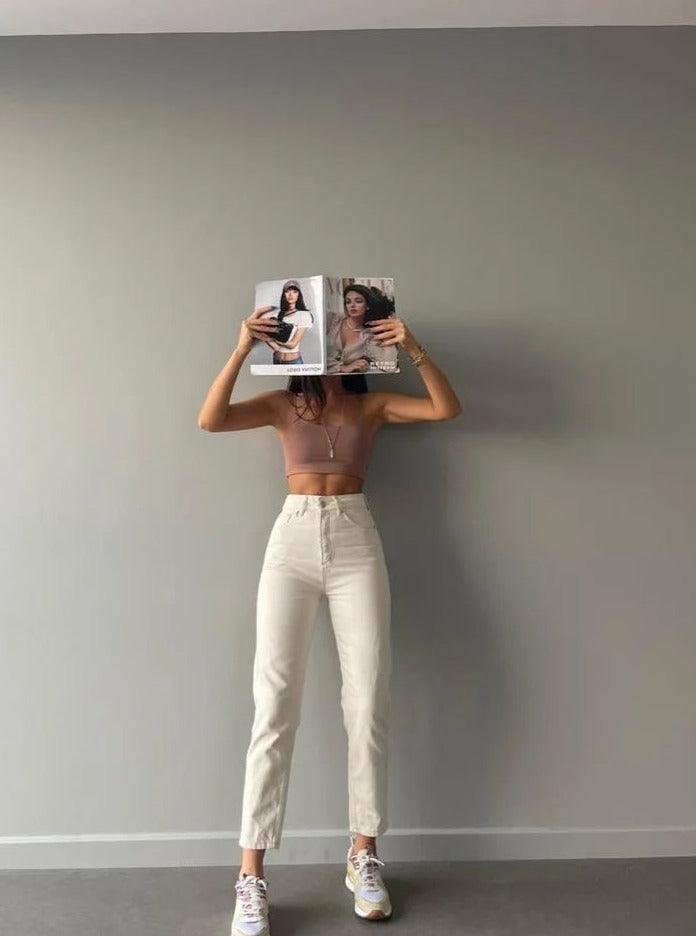JEAN MOM BEIGE - GLINT