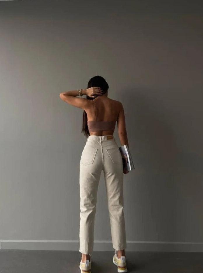 JEAN MOM BEIGE - GLINT