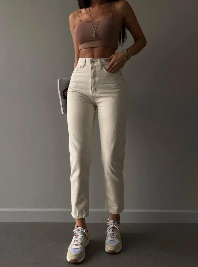 JEAN MOM BEIGE - GLINT