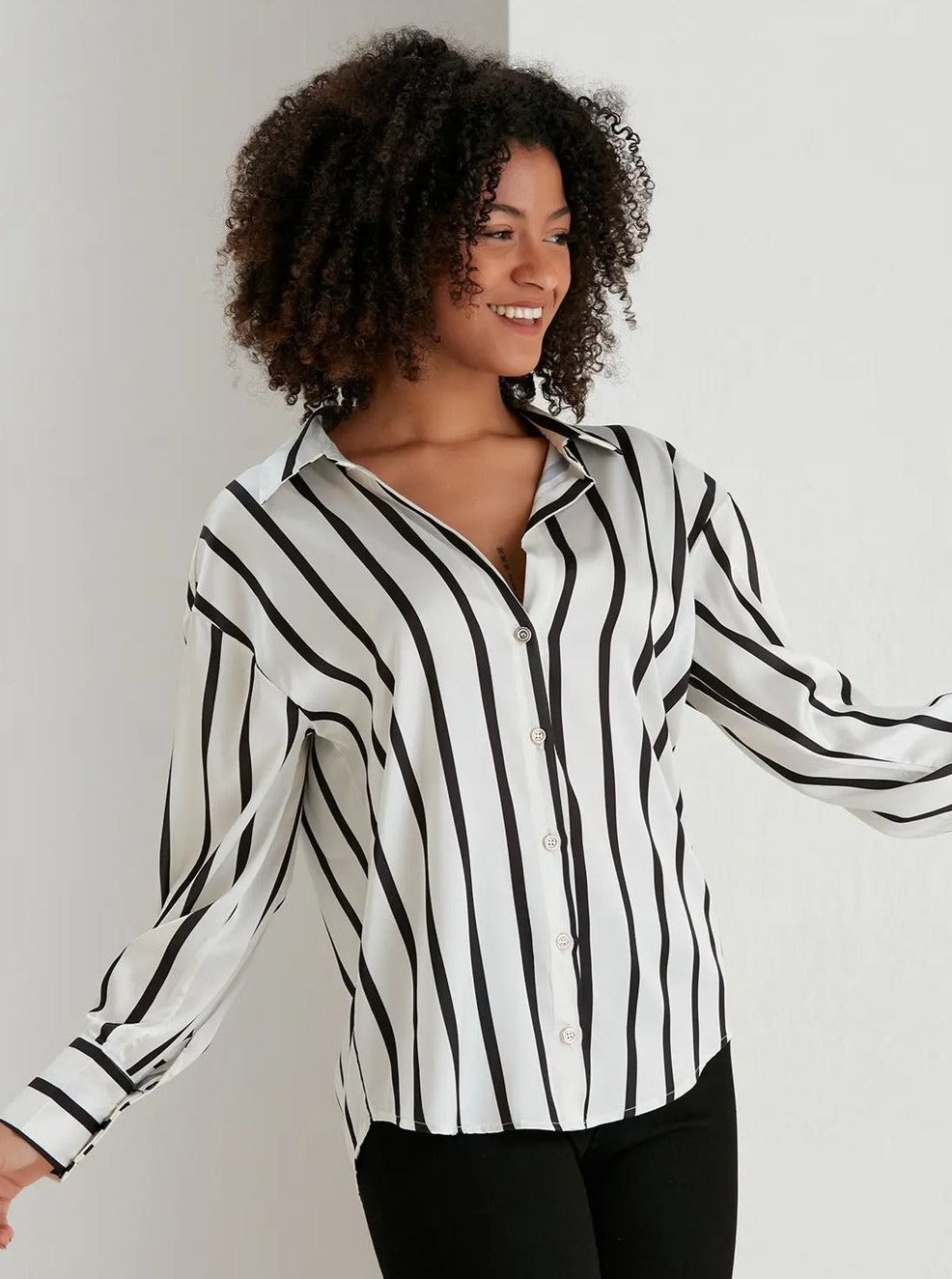 CHEMISE A RAYURES SATINÉE - GLINT