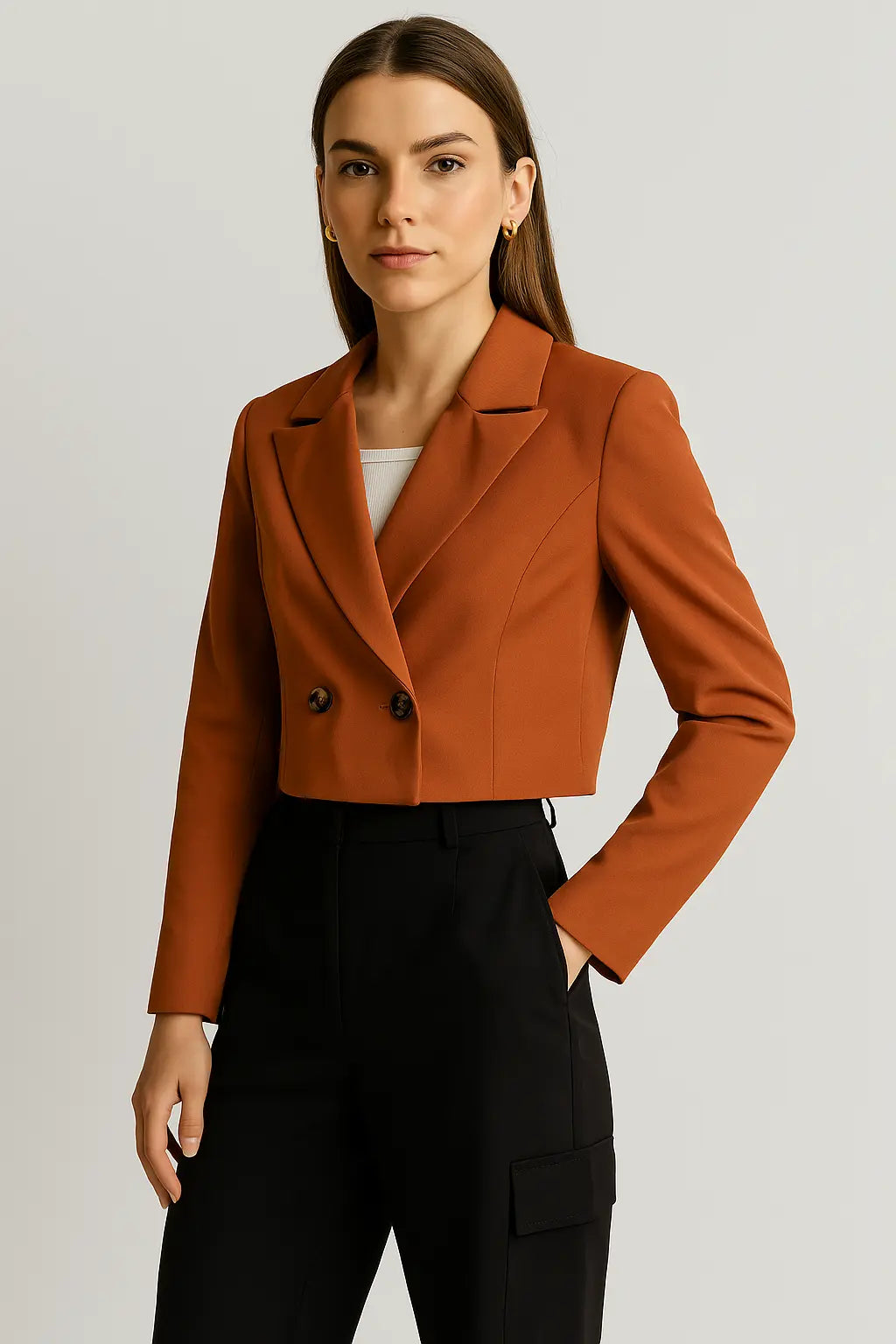 CROPPED BLAZER BRIQUE