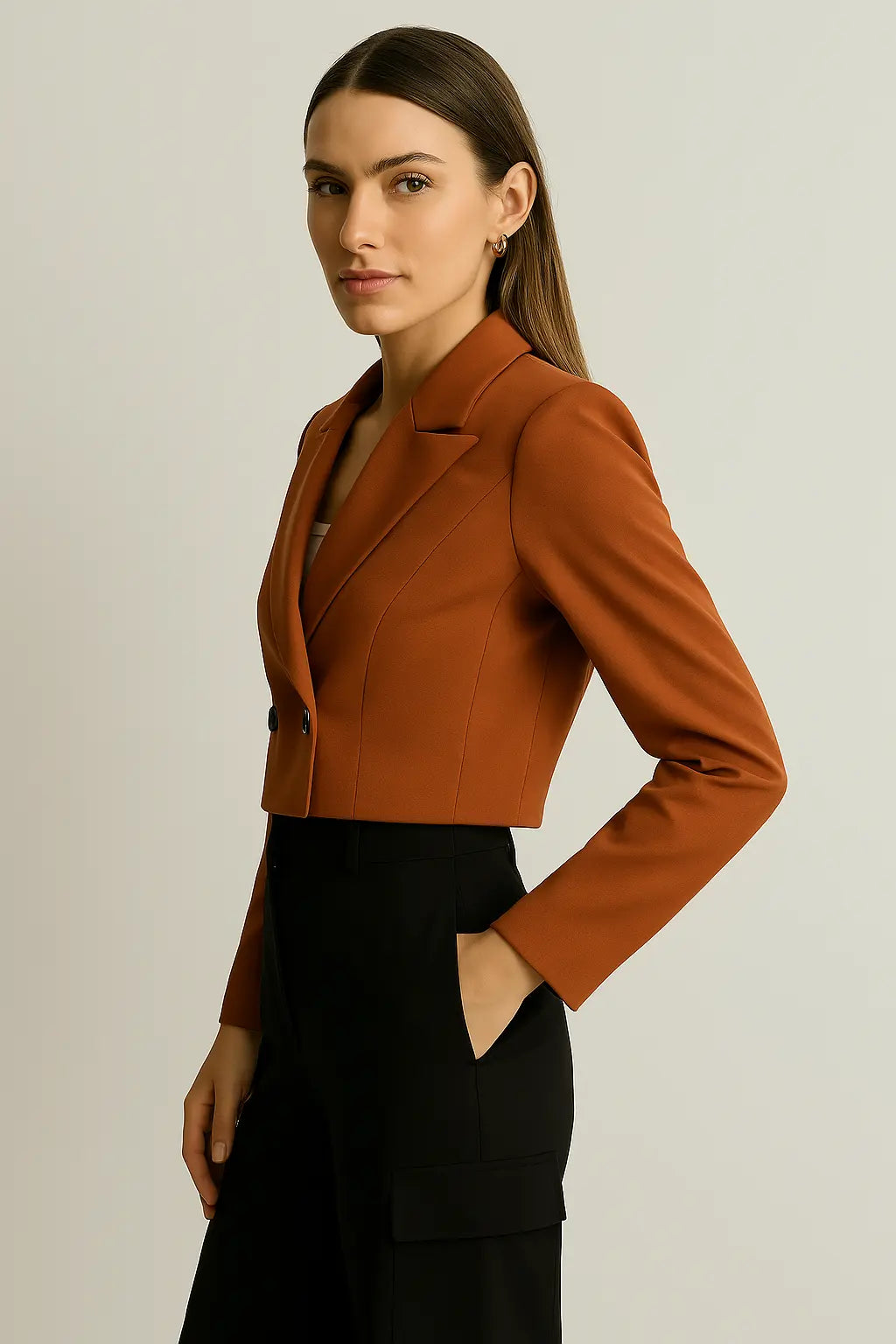 CROPPED BLAZER BRIQUE