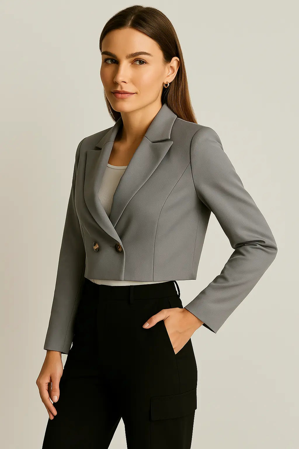 CROPPED BLAZER GRIS