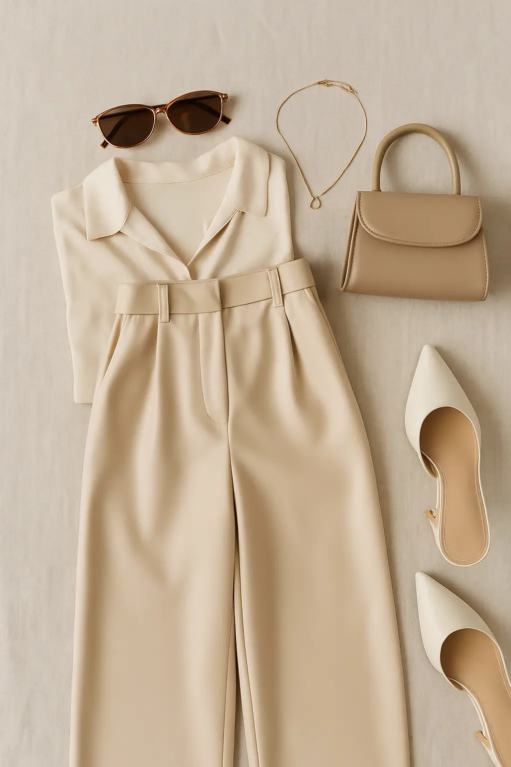 PANTALON EN SIMILICUIR BEIGE