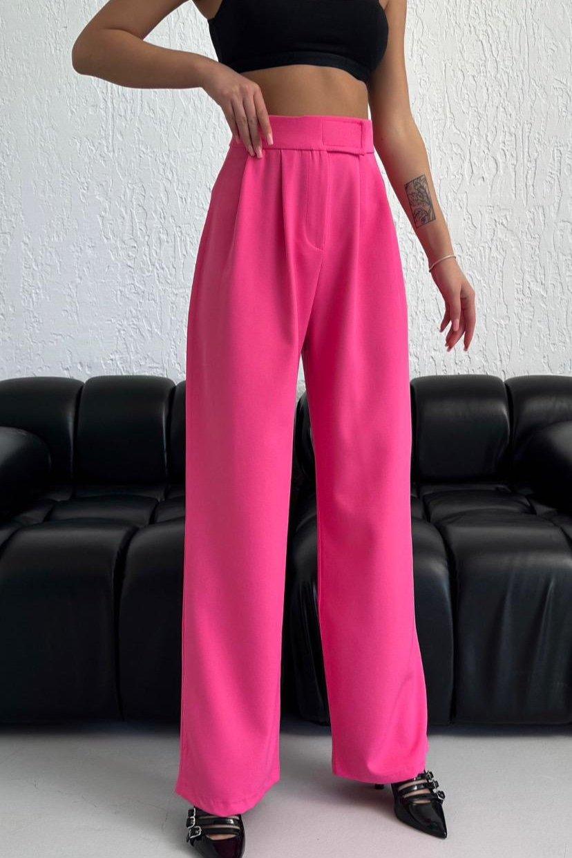 PANTALON PALAZZO A FERMETURE SCRATCH ROSE - GLINT