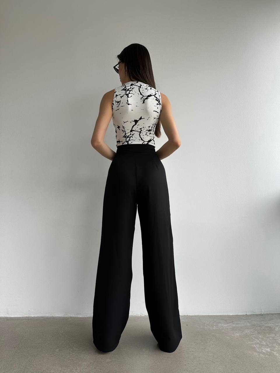 PANTALON PALAZZO A FERMETURE SCRATCH NOIR - GLINT