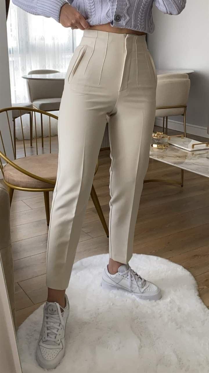 PANTALON TAILLE HAUTE BEIGE - GLINT