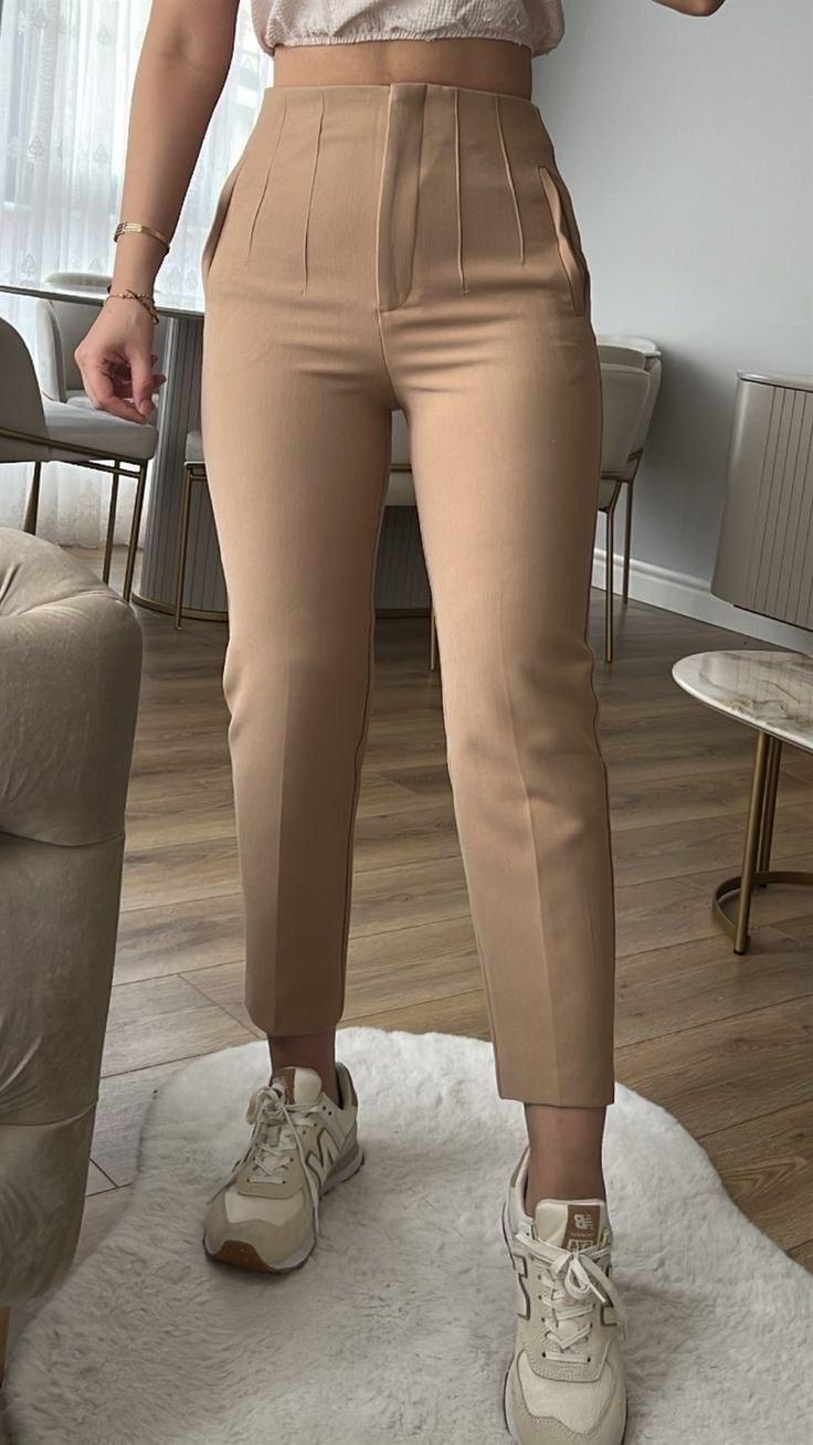 PANTALON TAILLE HAUTE NUDE - GLINT