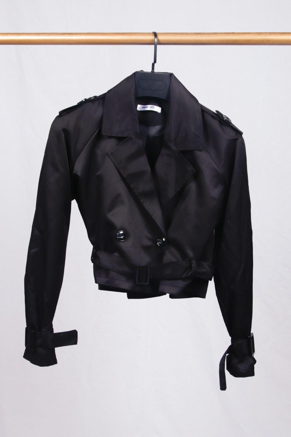 CROPPED TRENCH-COAT NOIR - GLINT