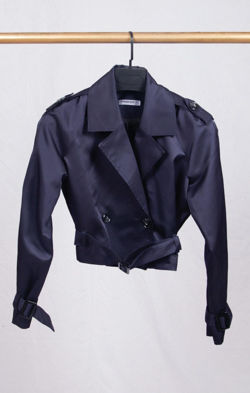 CROPPED TRENCH-COAT BLEU - GLINT