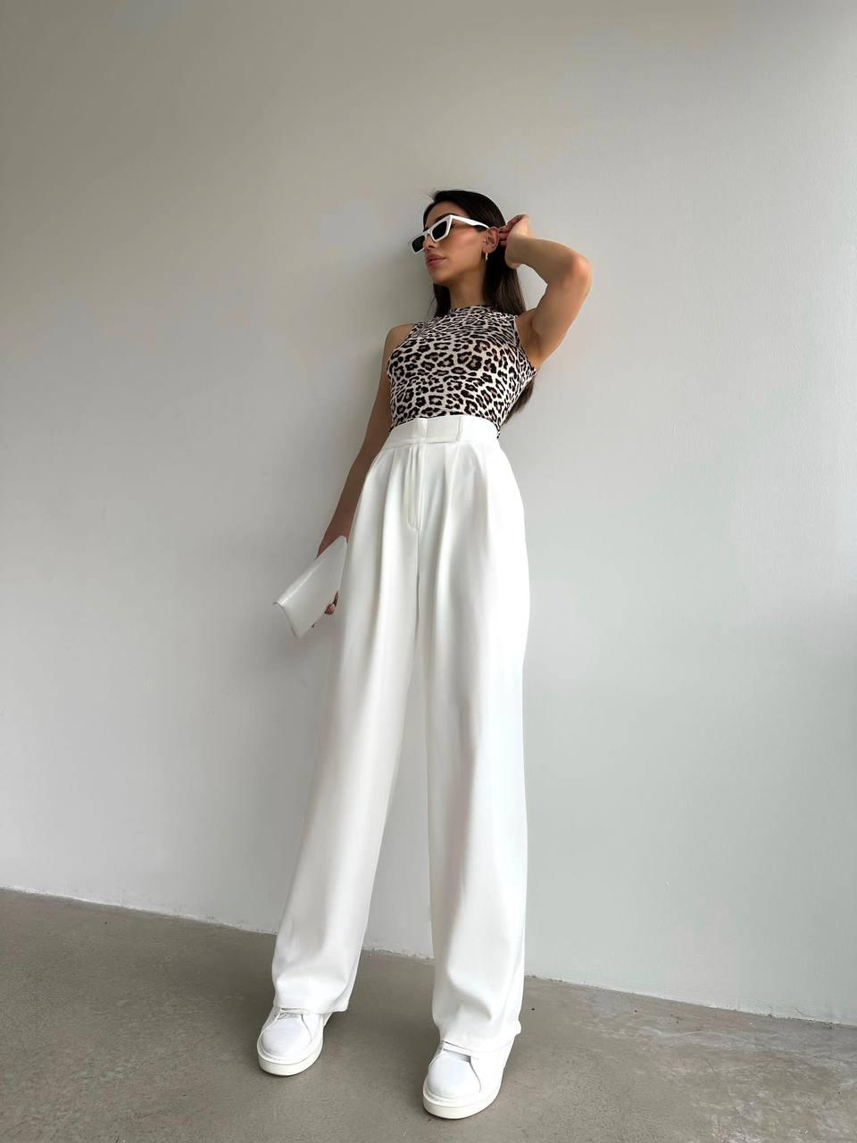 PANTALON PALAZZO A FERMETURE SCRATCH BLANC - GLINT