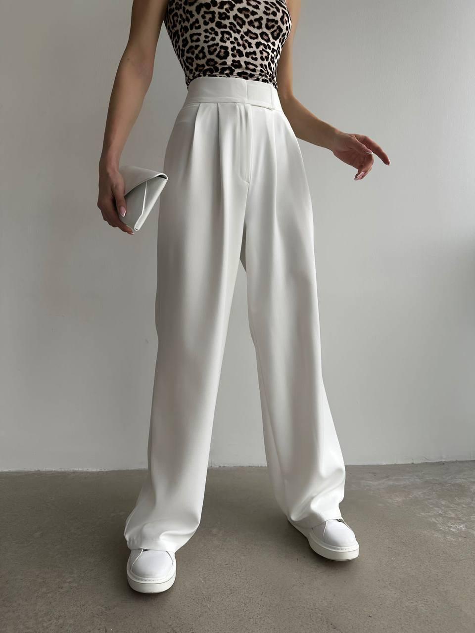 PANTALON PALAZZO A FERMETURE SCRATCH BLANC - GLINT